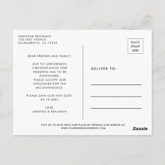 Foto Uitgestelde aankondiging huwelijk Briefkaart (Achterkant)