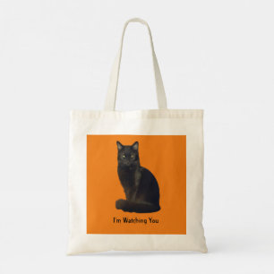 Foto uitsnede zwarte kat staren kijken naar je Sin Tote Bag