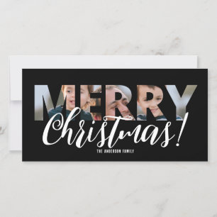 Foto uploaden in Tekst Zwart-wit Kerstmis Feestdagenkaart