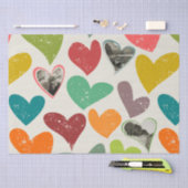 Foto Valentijnsdag Kleurrijke Grunge Harten Tissuepapier (Craft)