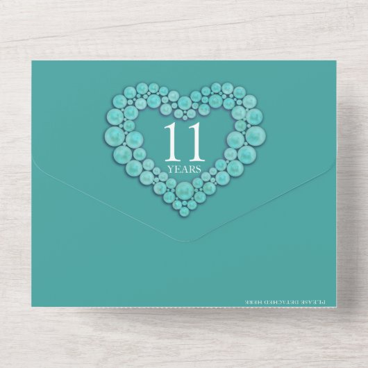 Foto van 11e Turquiose bruiloft All In One Uitnodiging (Achterkant)