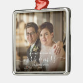 Foto van 1 Kerstmis, mevrouw LGBTQ, wit script Metalen Ornament (Links)