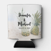 Foto van 2 ananassen op een strand bruiloft blikjeskoeler (Achterkant)