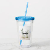 Foto van 2 ananassen op een strand Monogram Acryl Drinkbeker (Achterkant)