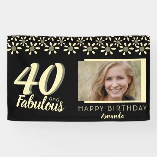 Foto van 40 en Fabulous Yellow Daisy Flower Waterv Spandoek (Horizontaal)