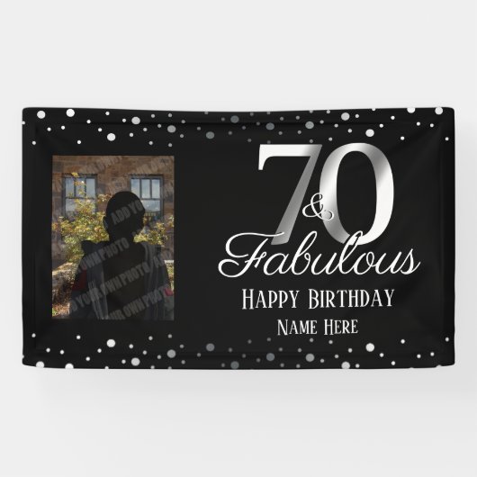 Foto van 70 en Fabulous Birthday Confetti Spandoek (Horizontaal)