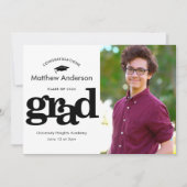 Foto van afstuderen modern, zwart wit aankondiging (Voorkant)