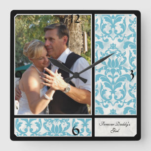 Foto van Aged  Damask Pattern Weddenschap Vierkante Klok