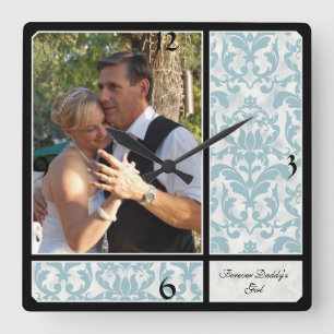 Foto van Aged  Damask Pattern Weddenschap Vierkante Klok