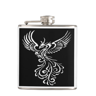 Foto van Ashes Phoenix White Illustration Heupfles