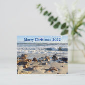 Foto van Atlantic Ocean Waves Kerstmis Feestdagenkaart (Staand voorkant)