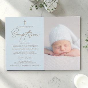 Foto van babyjongen Doop Elegante moderne doop Kaart