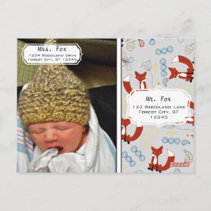 Foto van babyjongen Vos Bos Geboorte Record Statis Briefkaart