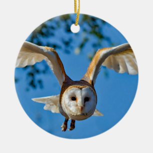 Foto van Barn Owl Flight Keramisch Ornament