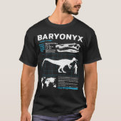 Foto van Baryonyx met fossiel feitenblad T-Shirt (Voorkant)