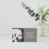 Foto van Beauful White Dog Grey Visitekaartje (Staand voorkant)