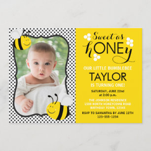 Foto van Bee First Birthday Invitation Kaart