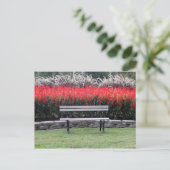 Foto van Bench Red Floral Briefkaart (Staand voorkant)