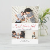 Foto van beste jaar en modern rood script 3 collag feestdagenkaart (Staand voorkant)