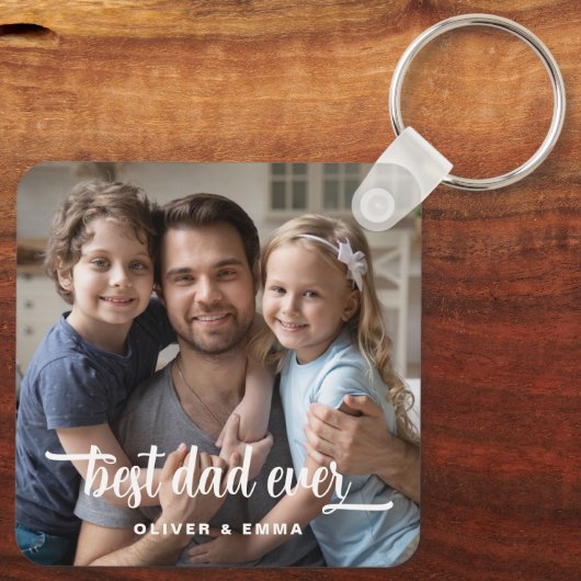Foto van beste pap ooit Vaderdag script Sleutelhanger (Achterkant)