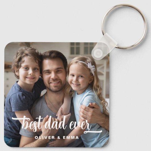 Foto van beste pap ooit Vaderdag script Sleutelhanger (Achterkant)