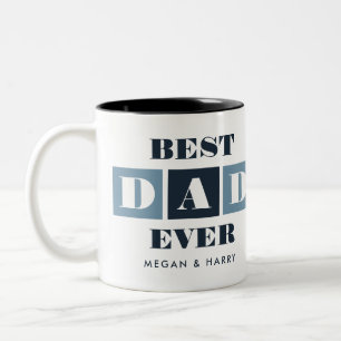 Foto van beste vader ooit Modern Blue Fathers Day  Tweekleurige Koffiemok