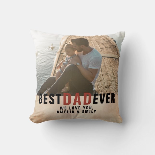 Foto van beste vader ooit Waterverf vader op dag Kussen (Voorkant)
