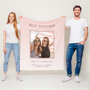 Foto van beste vrienden blush roze fleece deken