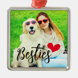 Foto van Besties Schattige Hond Moeder Rode Hart Metalen Ornament