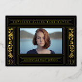 Foto van Black and Gold Afstuderen Folie Uitnodiging (Voorkant)