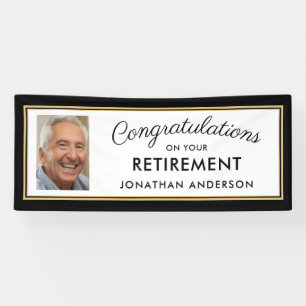 Foto van Black and Gold Simple Retirement Party Spandoek