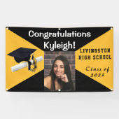 Foto van Black and Gold Vinyl Afstuderen Spandoek (Horizontaal)