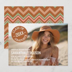 Foto van Black and White Chevrons Graduation Party Kaart