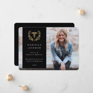 Foto van Black/Gold Caduceus Medical School Aankondiging