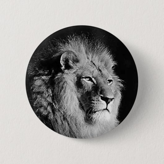 Foto van Black & White Lion Ronde Button 5,7 Cm (Voorkant)