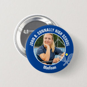 Foto van blauwe tennisspeler met spirit van de mid ronde button 5,7 cm