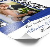 Foto van Blue, Black, White Damask Weddenschap Afdruk (Hoek)