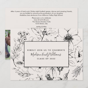 Foto van Blush Botanische Script 3 van afstuderen Kaart