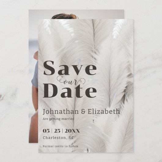 Foto van Boho Pampas Grass Save The Date (Voorkant / Achterkant)