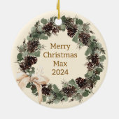 Foto van Boho Wreath Keepsake Keramisch Ornament (Achterkant)