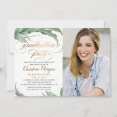 Foto van botanische Gold Script Graduation Party Kaart (Voorkant)