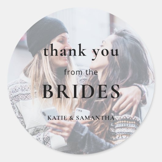 Foto van Brides Lesbian Wedding Ronde Sticker (Voorkant)