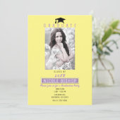 Foto van Bright Fun Paars Yellow Afstuderen Kaart (Staand voorkant)