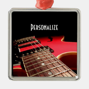 Foto van Bright Red Electric Gitar Metalen Ornament
