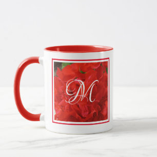 Foto van Bright Red Geranium Floral Initiaal Mok