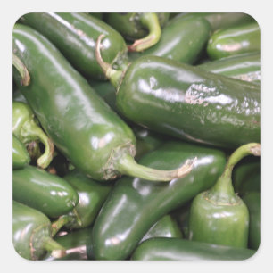Foto van Bright Shiny Green Jalapeno Peppers Vierkante Sticker