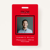 Foto van Business Modern Black Red Monogram Logo Badge (Achterkant)