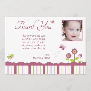 Foto van Butterfly girl: dank je platte kaart