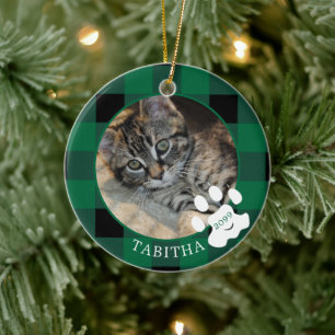 Foto van Cat Paw Print Green Buffalo Keramisch Ornament