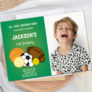 Foto van Center Sports Balls Birthday Invitations Kaart
